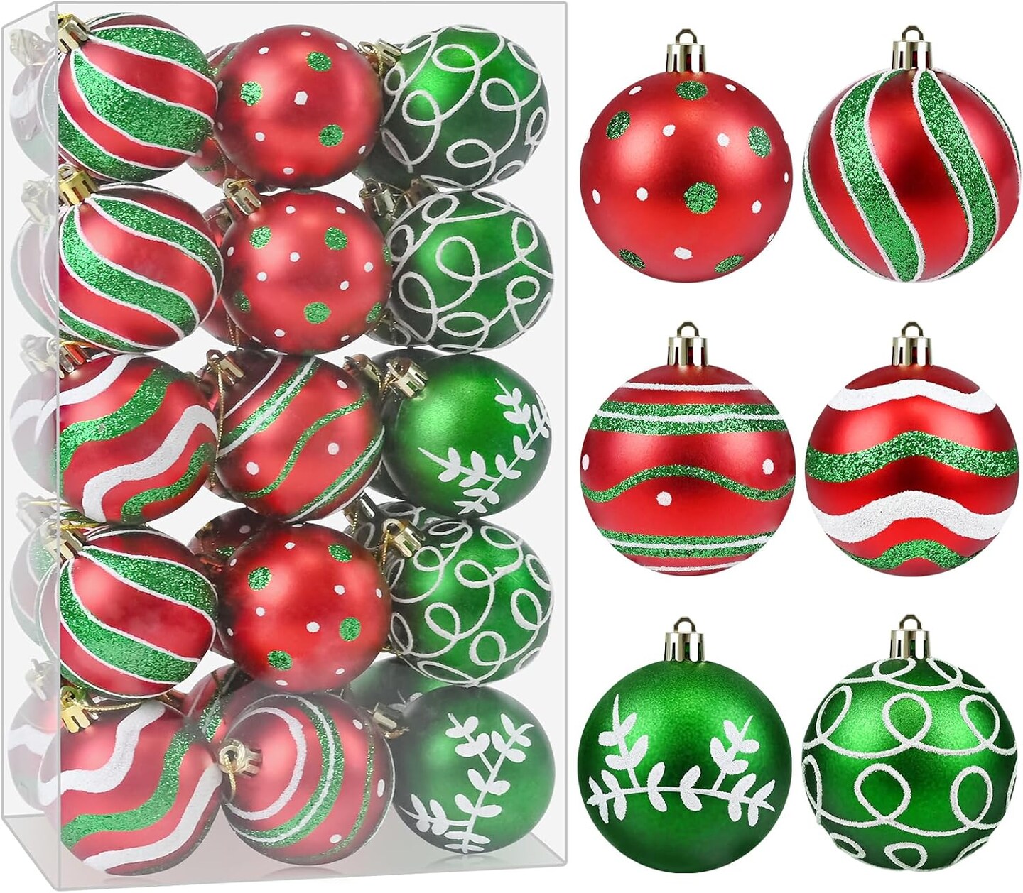 30 Pcs 2.4 Inch Shatterproof Plastic Christmas Balls Sets
