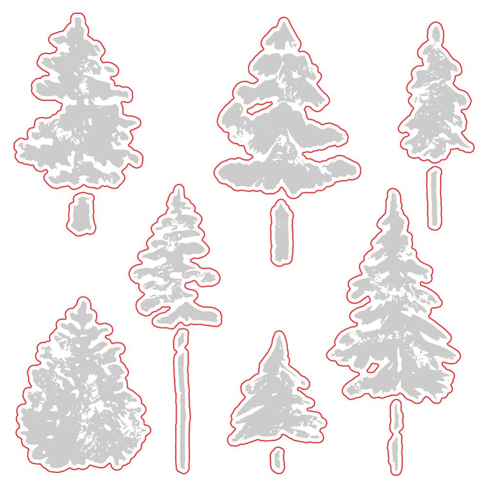 Watercolor Pines - Honey Cuts - Coordinating Dies