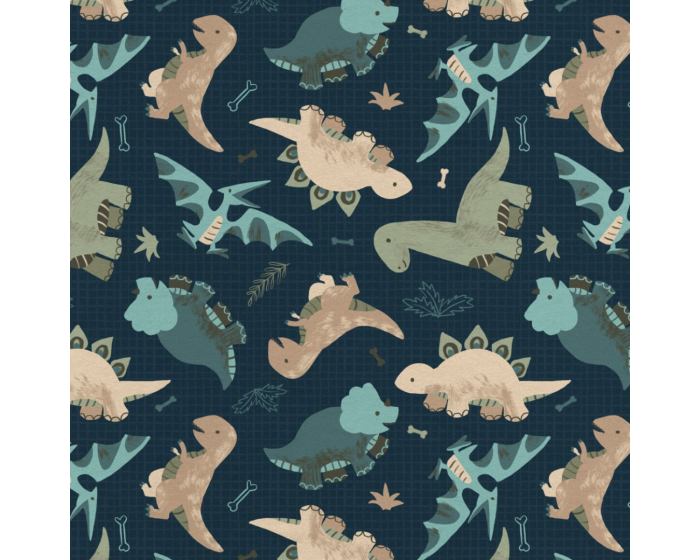 Cute Dinosaurs Navy Blue Flannel Fabric | By The Yard | Sewing and Crafting | 42 inches wide