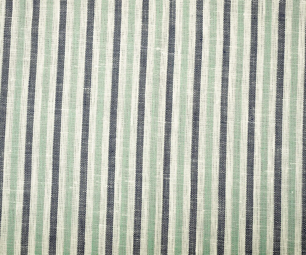 Green-Gray-White Spence Bryson Striped Irish Linen Woven Fabric By the Yard