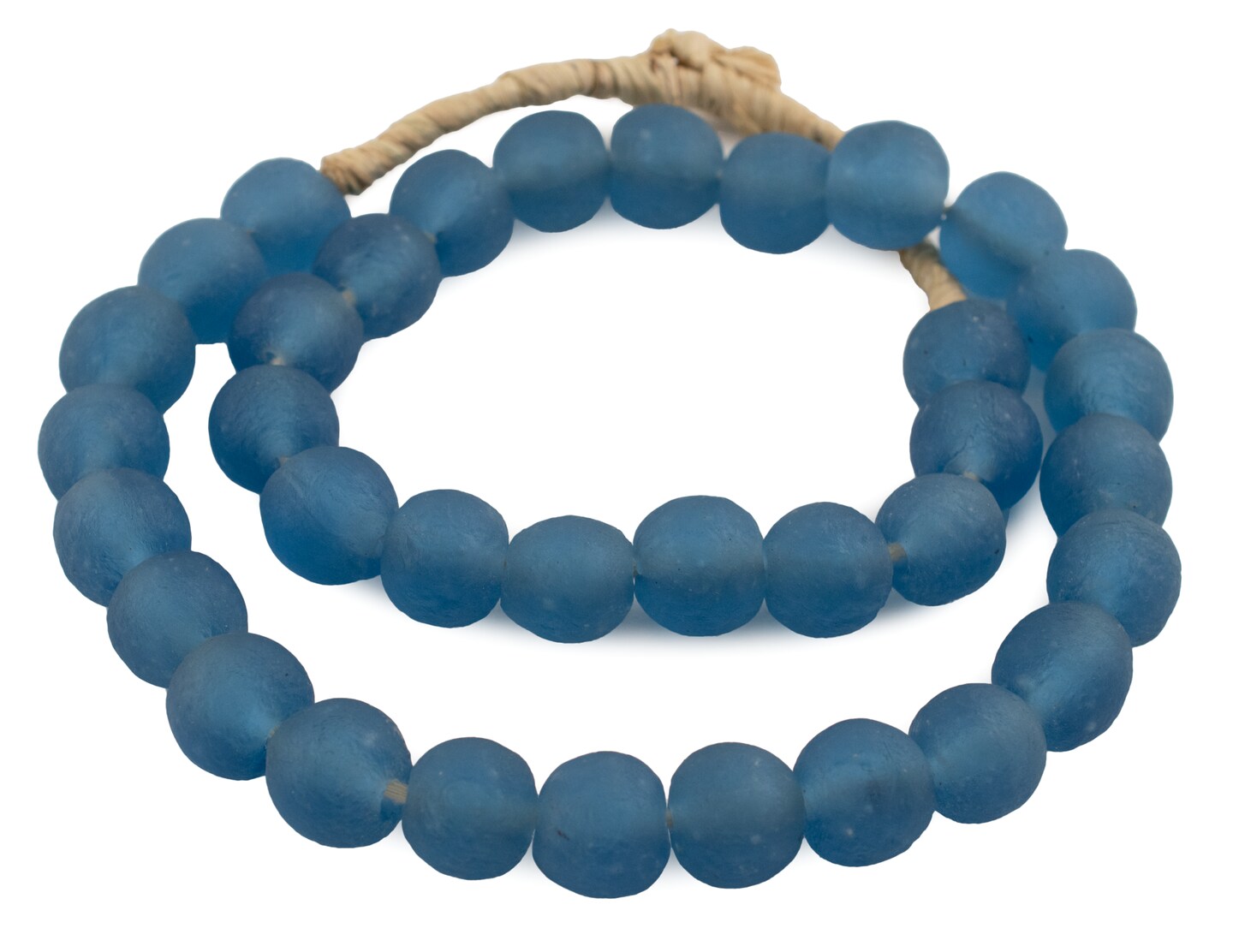 The Bead Chest African Recycled Glass Beads – Handmade in Ghana – Light Blue 18mm Strand for Jewelry Making, Crafts, and Home Decor I Approximately 35-40 Beads