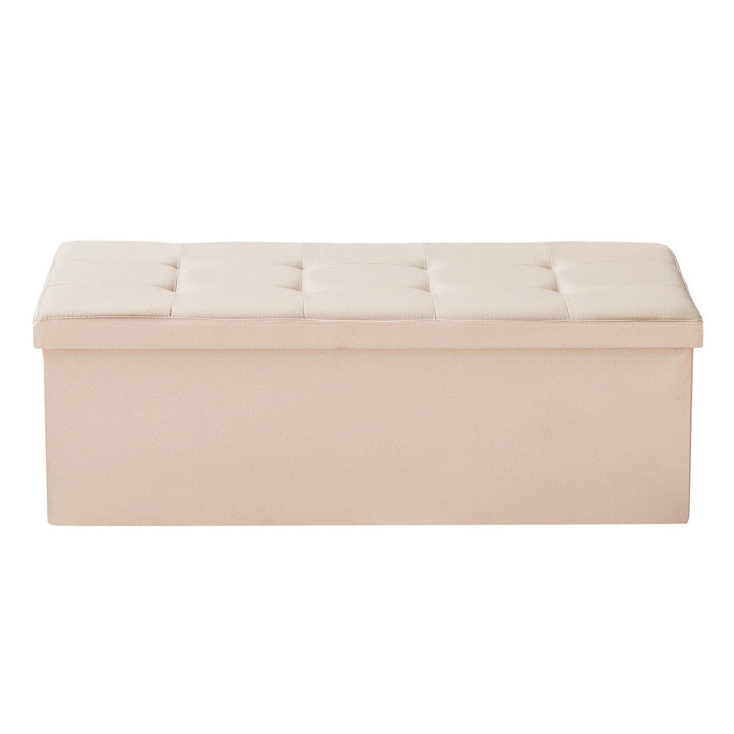 Storage Ottoman Bench Folding Linen Seat with Lid Side Pockets 660 lbs Capacity