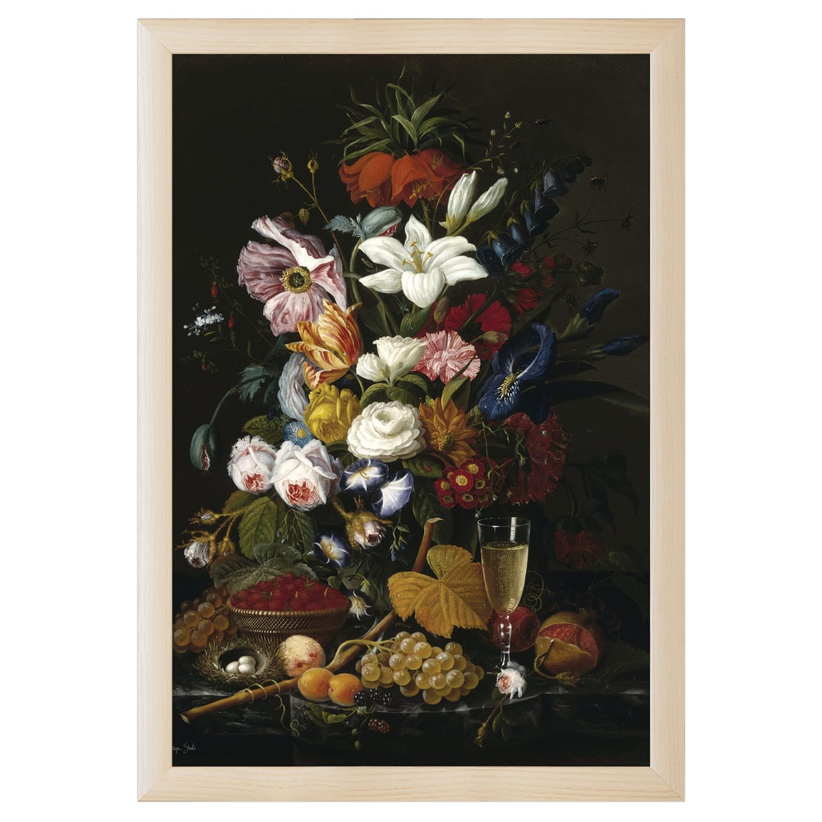 12" x 16" Floral Mix Framed Wall Art, Contemporary Floral Home Décor, Glass Facing and Hanging Hardware Included
