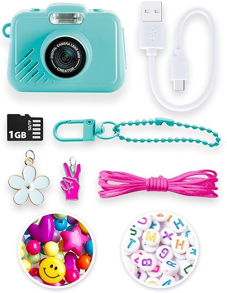 Style 4 Ever Mini Digital Camera Bag Charm Kit – Turquoise: Built in Frames and Filters, DIY Keychain Craft Set for Kids with Stickers & Accessories