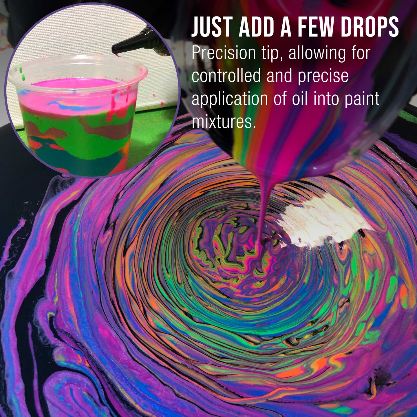 6-Ounce Silicone Pouring Oil - 100% Silicone Oil Pouring Medium for Acrylic Paint, Clear, Odorless Cell Creation Medium