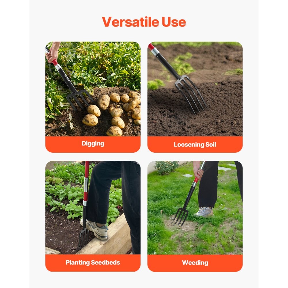 Digging Fork 44.88 in Garden Compost Fork Manganese Steel Fiberglass Handle