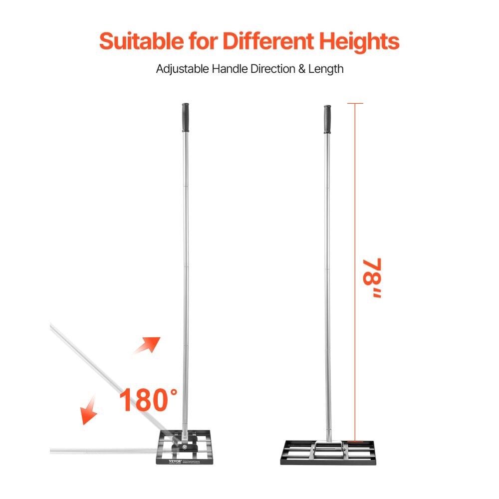 Lawn Leveling Tool 78" Handle, 17x10" Plate, Effort-Saving Adjustable Rake