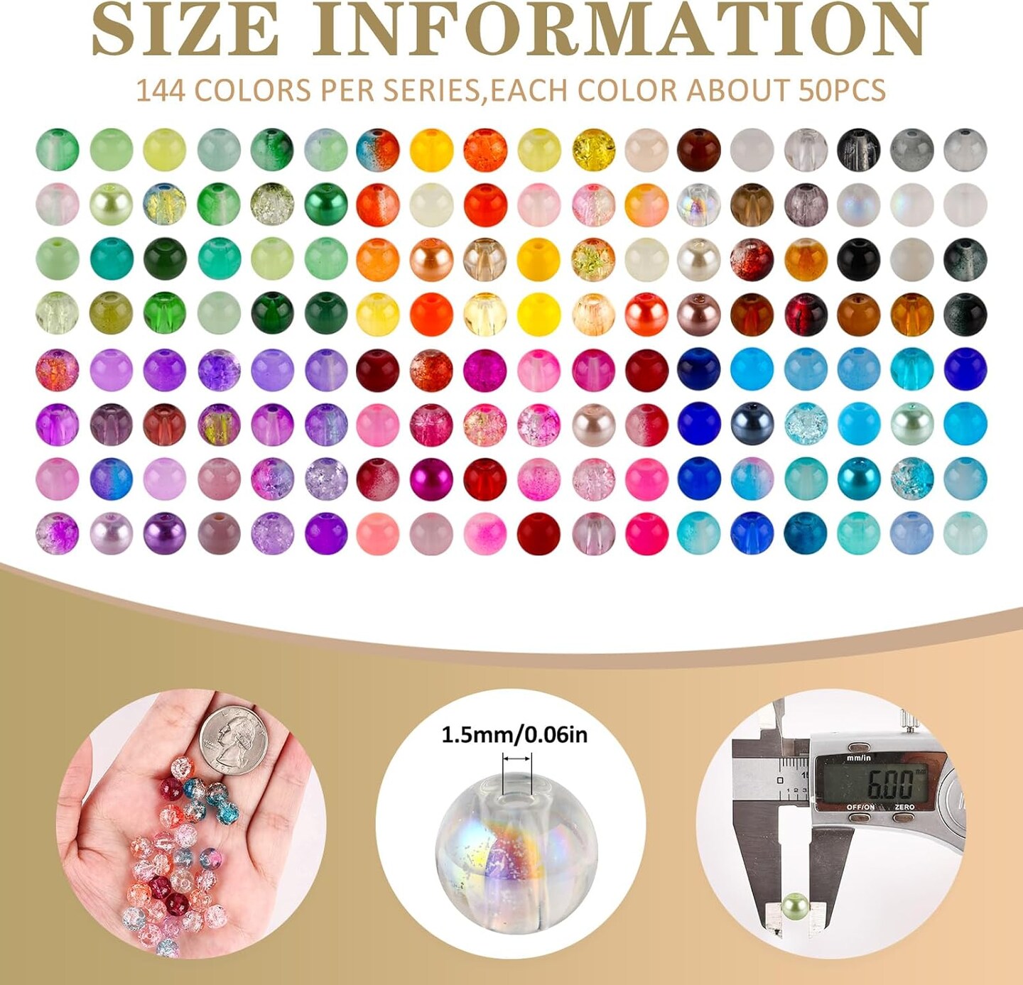 7200PCS 6mm Glass Beads Bracelet Making Kit – 144 Assorted Colors Crystal Beads for DIY Jewelry, Bracelets, Necklaces & Crafts | Friendship Gifts for Family & Friends