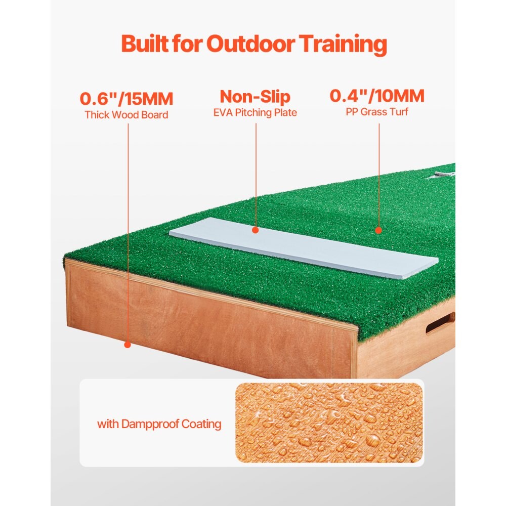 Baseball Pitcher's Mound 31 in, Portable Softball Training with Turf and Carry Handle