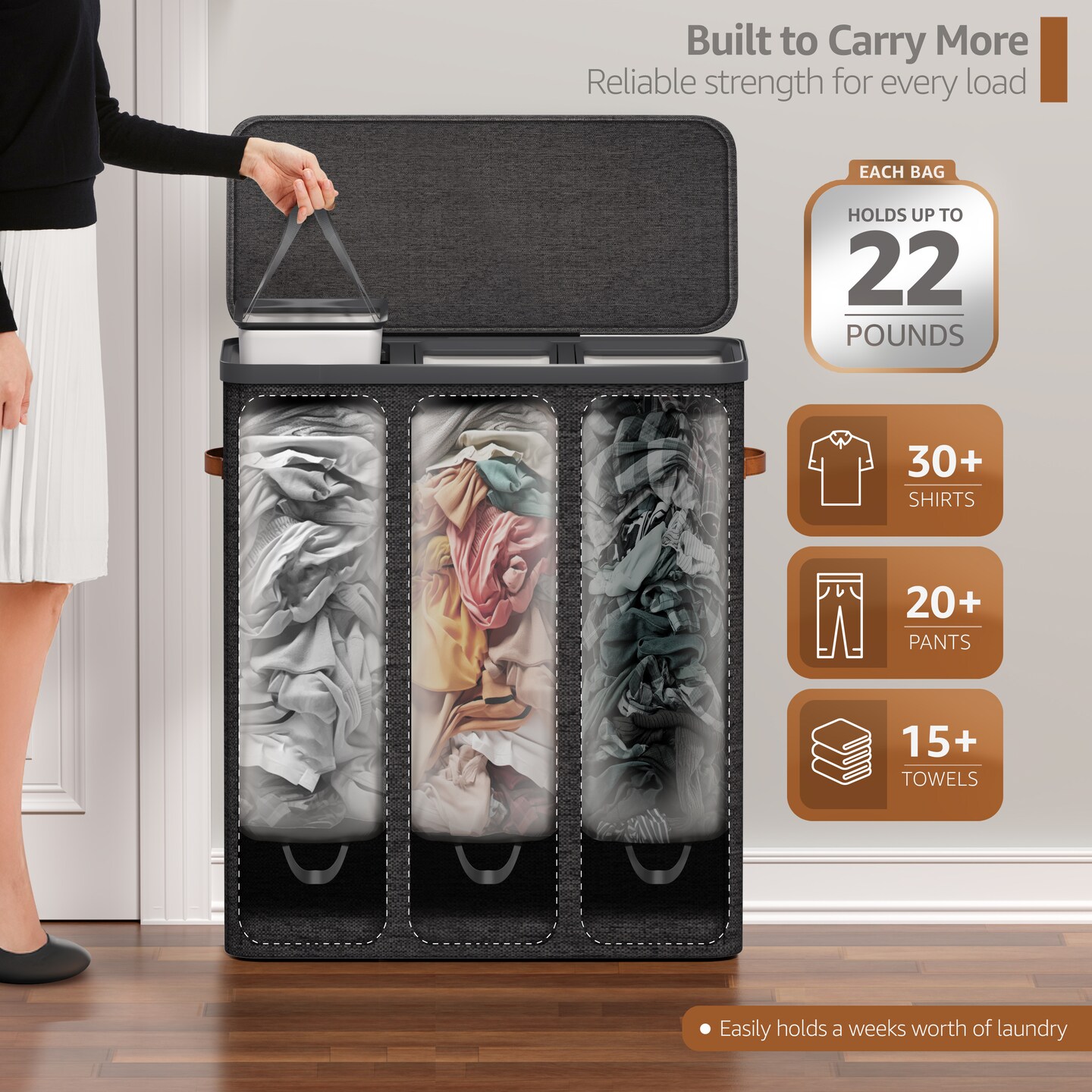 Sorbus Fabric Laundry Hamper - Collapsible Laundry Basket with Removable Laundry Bag