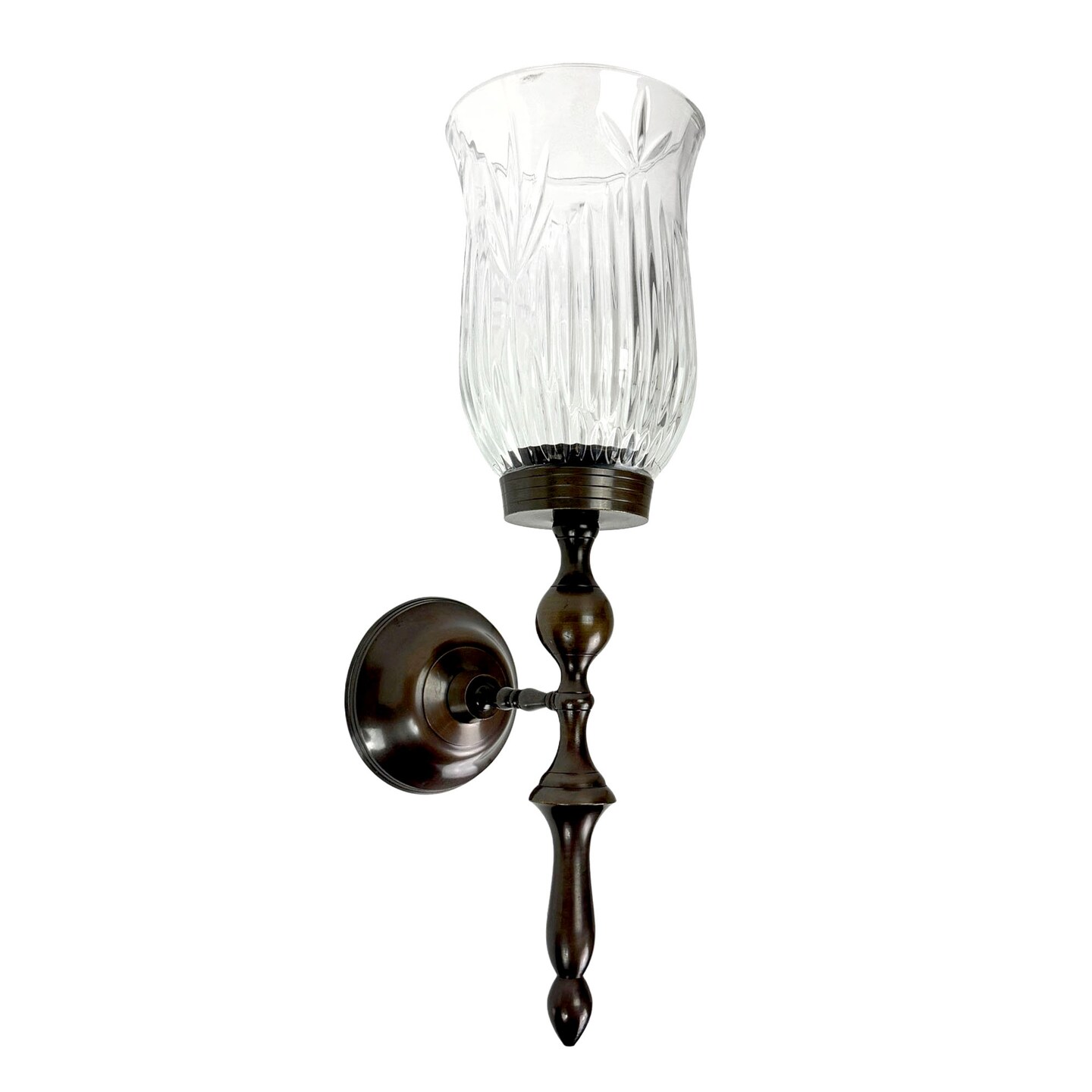 Bronze Metal and Swirled Glass Candle Sconce Wall Mounted Multiple Sizes