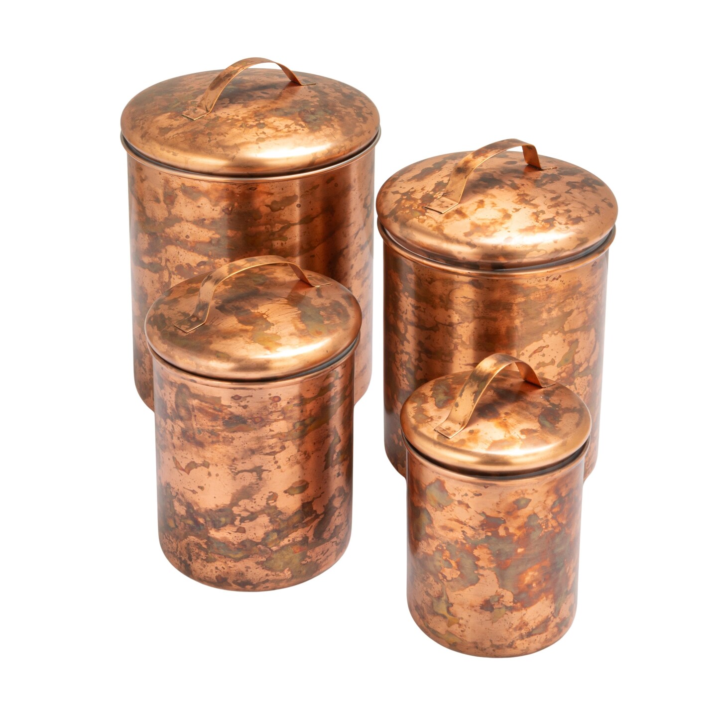 Hello Honey 4-Piece Oxidized Stainless Steel Canister Set, Copper-Finished