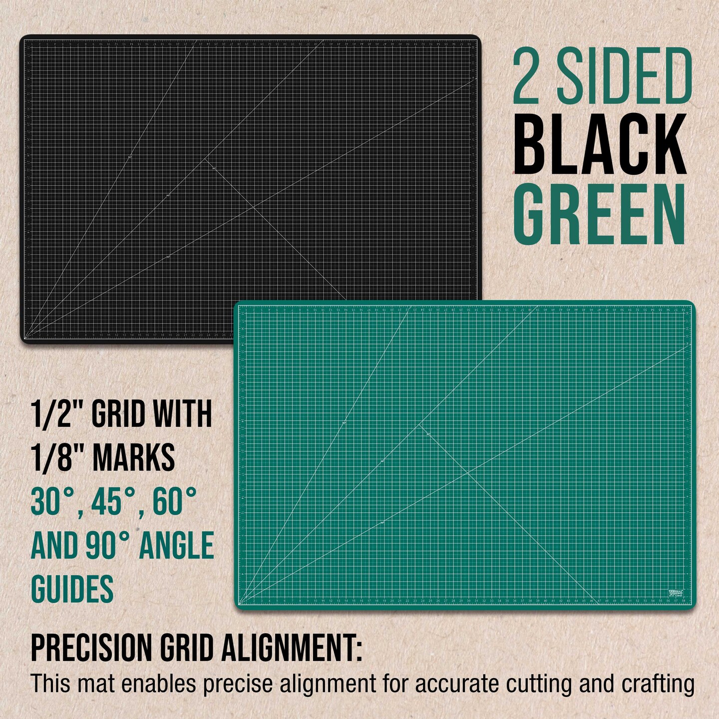 40" x 60" Self-Healing Cutting Mat 5-Ply - Double-Sided Green/Black Craft Mat, Non-Slip Cutting Mats for Crafts, Sewing, Quilting, Scrapbooking