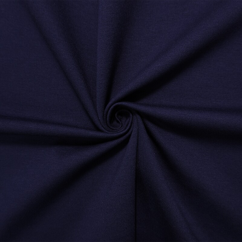 Deep Blue Nylon Blend Stretch Solid Ponte De Roma Double Knit Fabric By the Yard