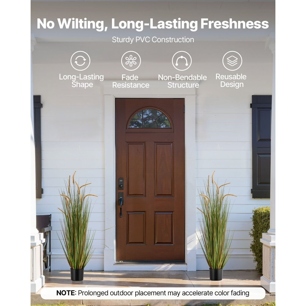 Green Horsetail Grass Plant 2pcs PVC Realistic Potted Indoor-Outdoor Decor