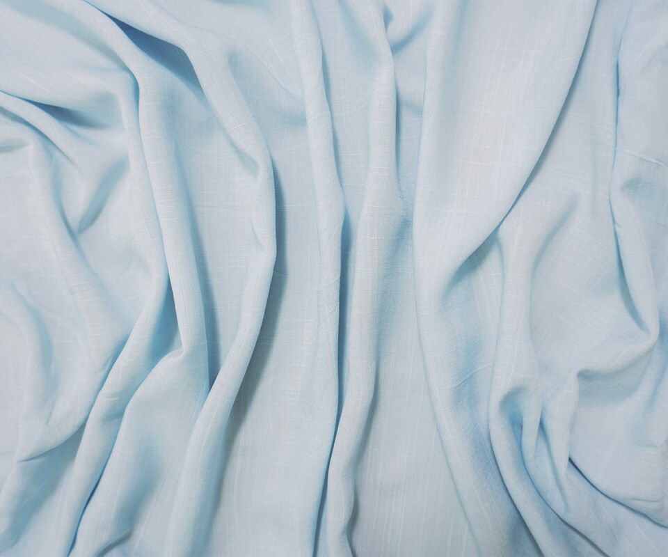 Light Blue Rayon Solid Cross Hatch Linen-Look Challis Woven Fabric By the Yard