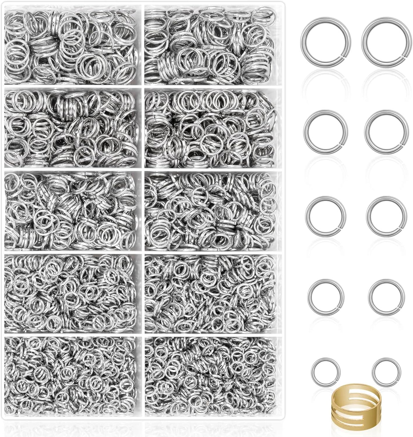 4600Pcs Silver Jump Rings with Jump Rings Open/Close Tools for Jewelry Making and Necklace Repair (Assorted Sizes)