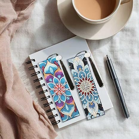 Mandala Diamond Art Bookmarks for Adults, 4 PCS Mandala Diamond Painting Bookmarks with Pendant, 5d Gem Art, Acrylic Easy DIY Crafts for Books Decor Gift