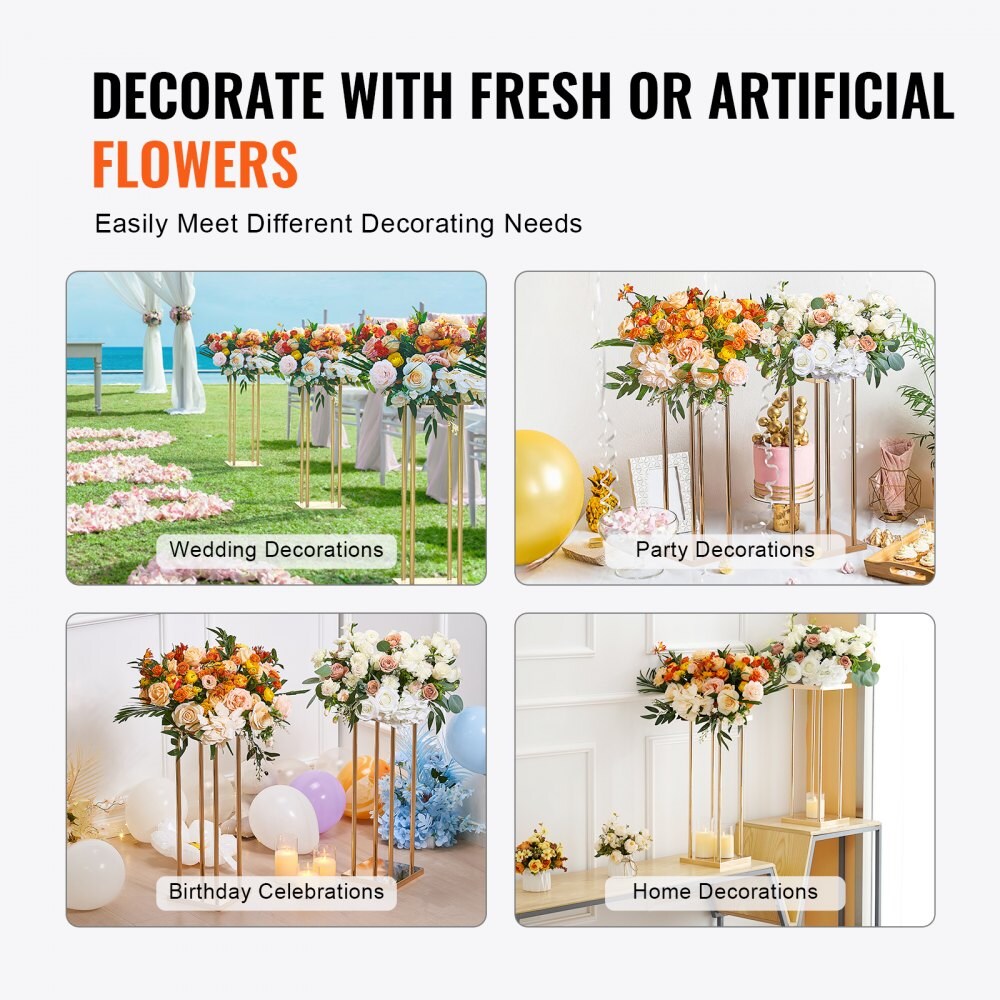 Gold Floral Centerpiece Stands 4PCS, 31.5" High Wedding and Event Display