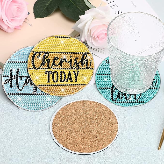 8 PCS Christian Bible Verse Diamond Art Coasters Diamond Art Coasters Kits with Holder Bible Verse DIY Farmhouse Coasters Christian for Beginners, Adults, Kids, Diamond Art Crafts Supplies
