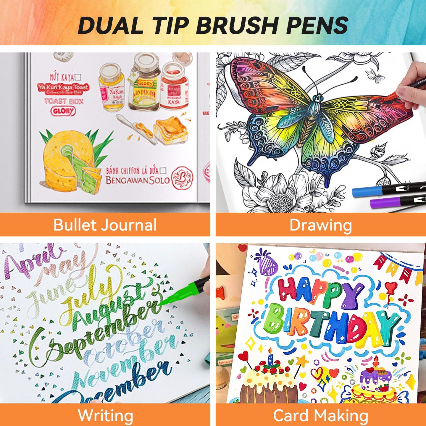Dual Markers Brush Pens for Adult Coloring Books, 72 Colors Art Marker Set with Fine & Brush Tip Pen for Bullet Journaling, Coloring, Drawing, Hand Lettering, Calligraphy, Art Supplies