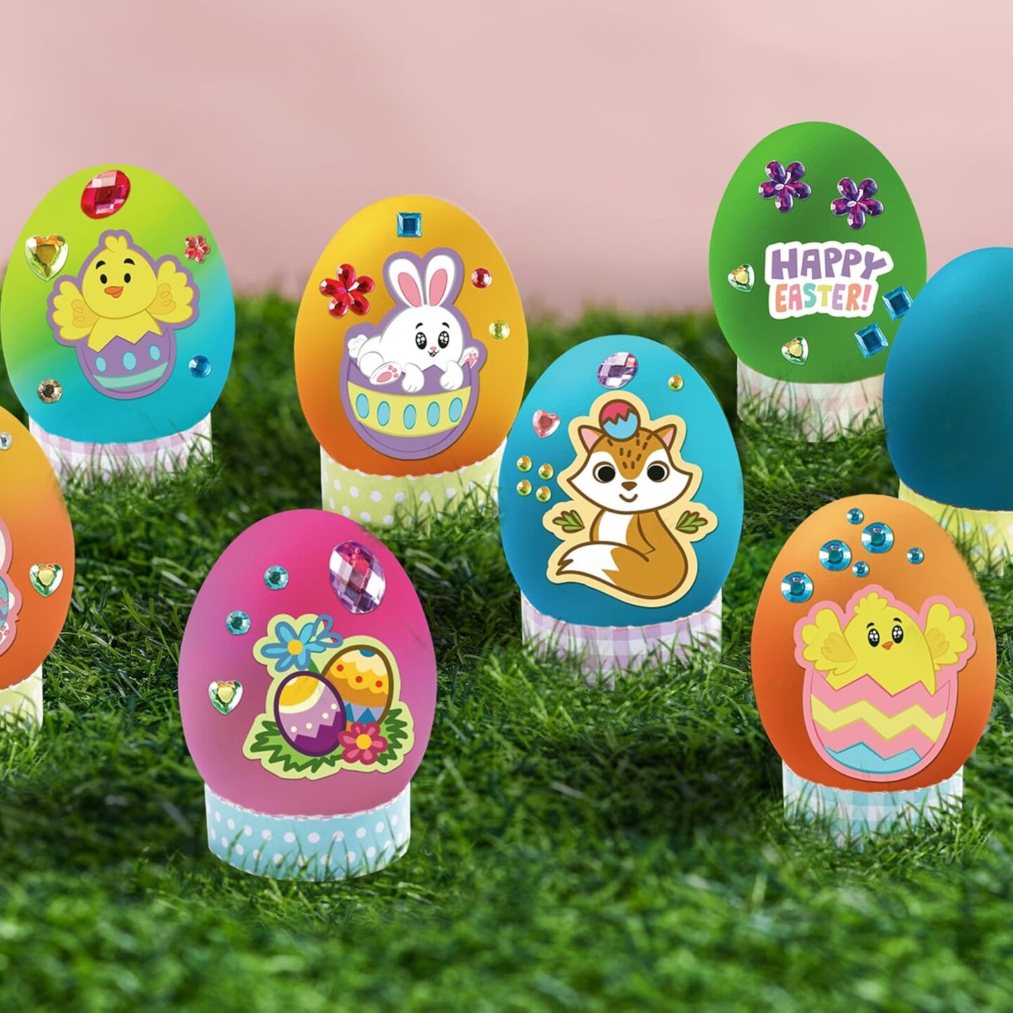 20-Piece DIY Easter Egg Decorating Kit – Gradient Dye Tablets, Stands, Stickers & Accessories for Kids’ Easter Crafts, Party Favors, and Egg Hunts