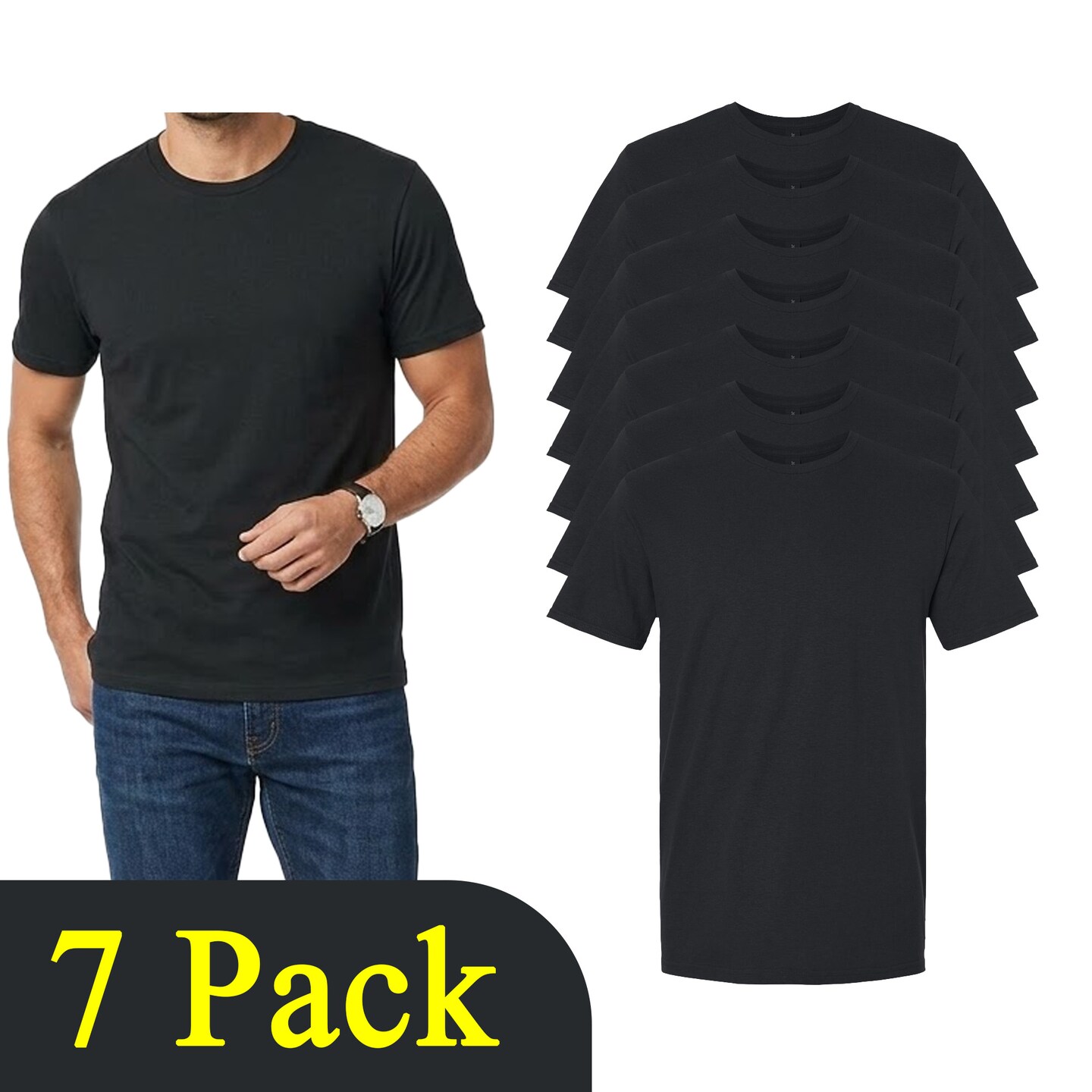 Gildan Men's Black Softstyle T-Shirt Ideal for Crafts, DIY Cotton Multi-Pack Choices Shirt