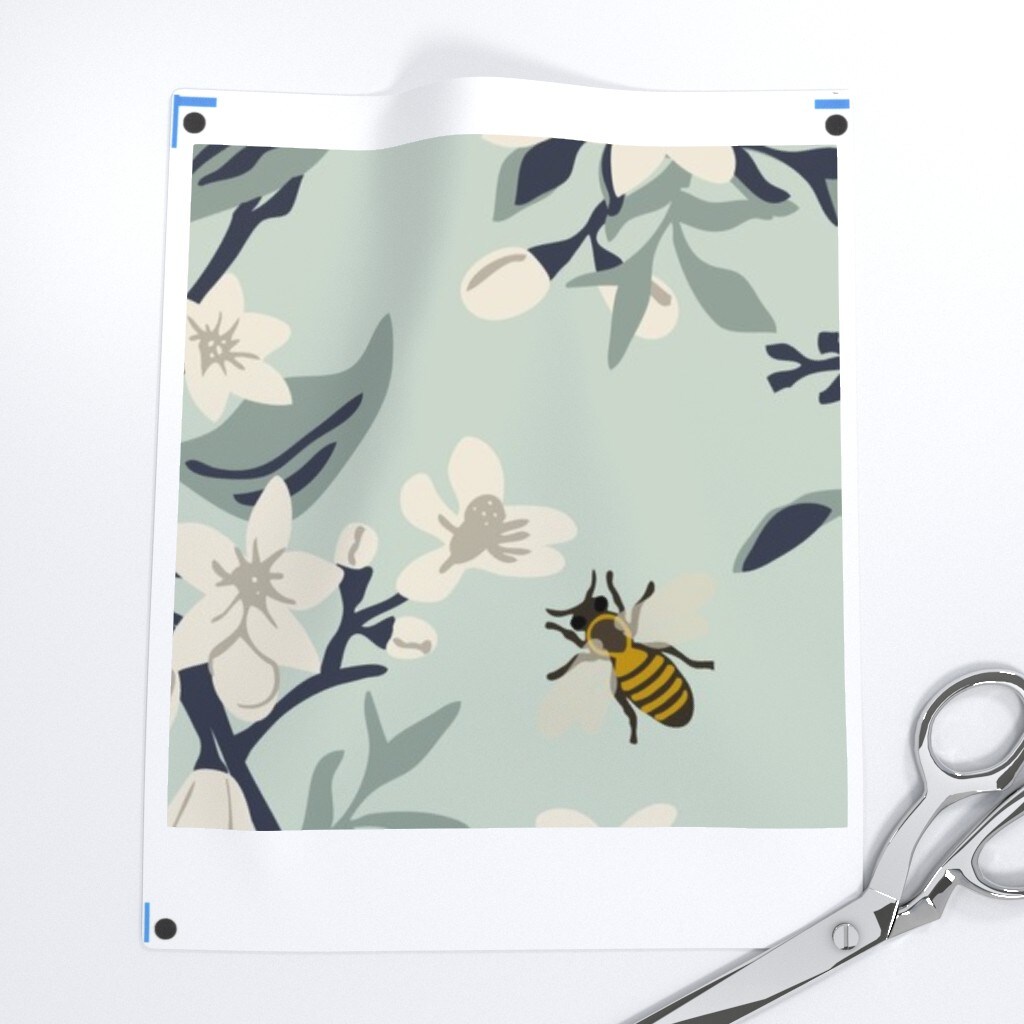 Mint Botanical Farmhouse Citrus Country Floral Rustic Modern Jumbo Scale Custom Pre-pasted Wallpaper by Spoonflower Pre-Pasted Wallpaper 2FT Wide