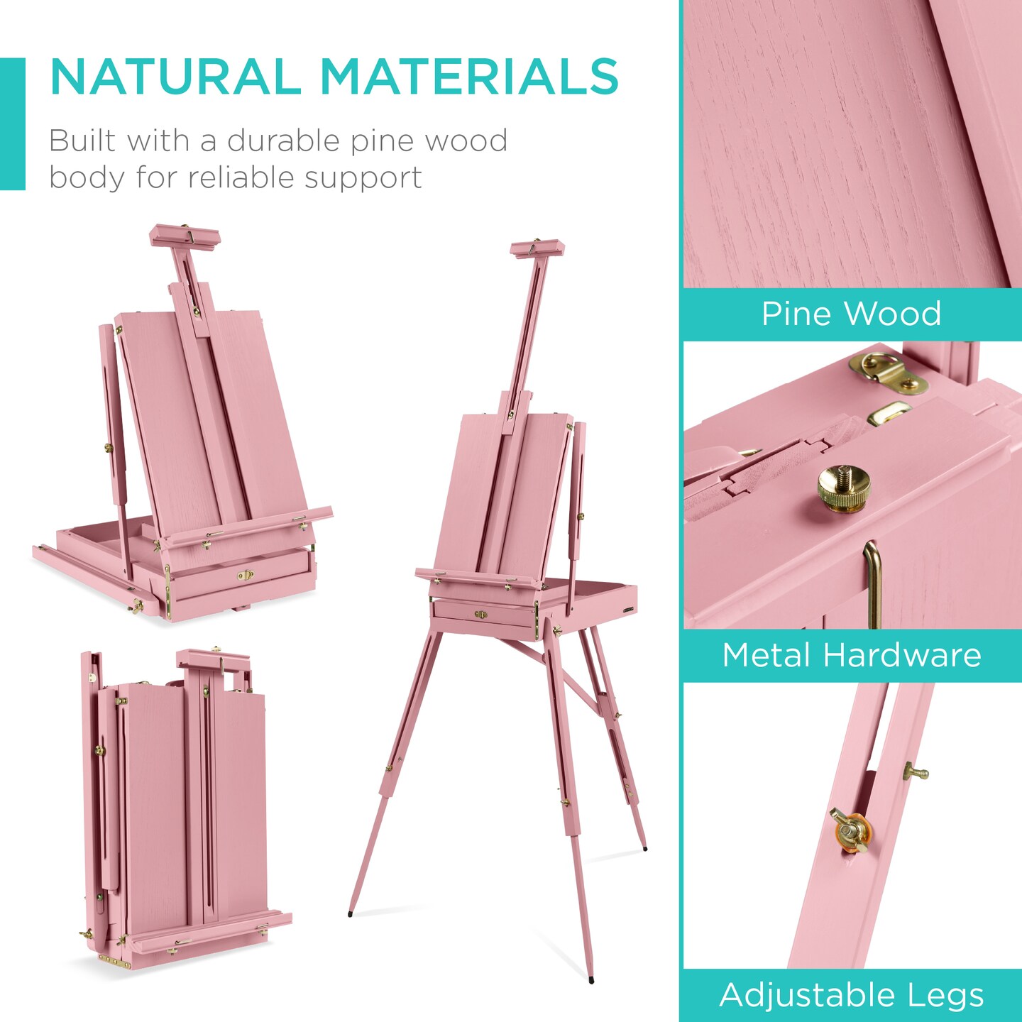 Best Choice Products French Easel, 32pc Beginners Kit Portable Wooden Adjustable Tripod w/ Paint Supplies