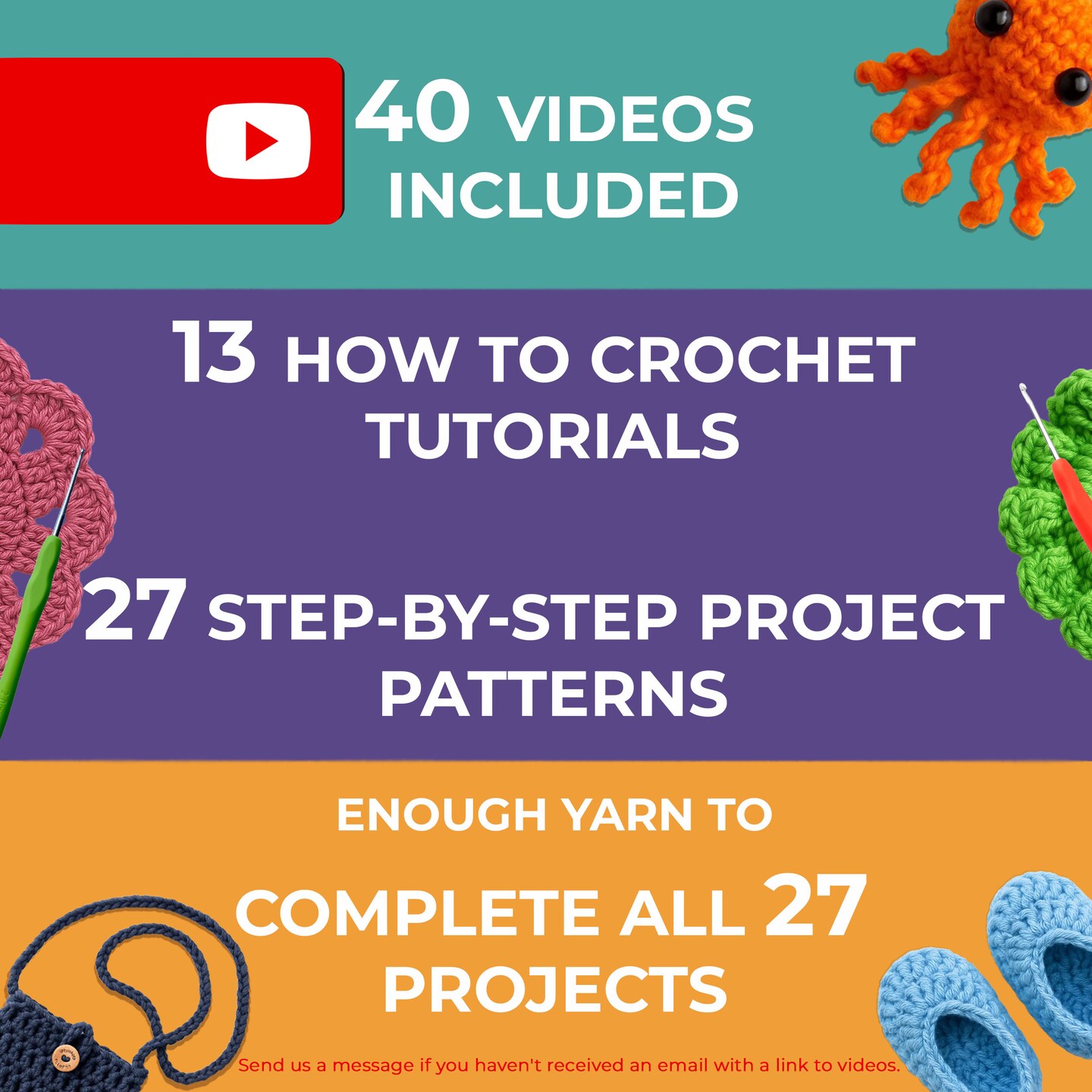 CRAFTISS Crochet Kit for Beginners Adults and Kids - Beginner Crochet Kit for Adults with 40 Step-by-Step Video Tutorials, Amigurumi and Crocheting Kit, Starter Set 16 Yarn Colors and Crochet Bag