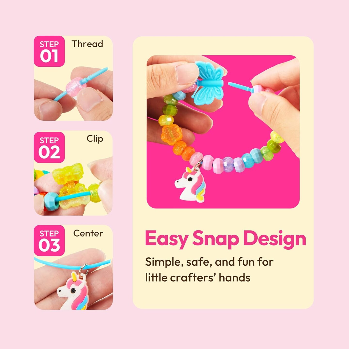 Kids Jewelry Making Kit – 350+ Colorful Beads, Bracelet & Necklace DIY Craft Set with Flower-Shaped Storage Case for Girls Ages 3+