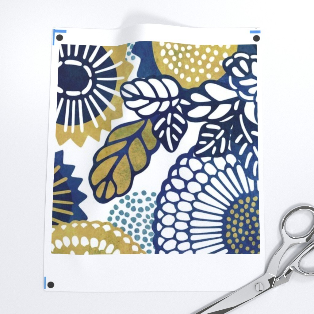 Cat Vintage Floral Gold Cats Navy Blue And Flowers Garden With Custom Removable Wallpaper by Spoonflower Peel & Stick Wallpaper 2FT Wide