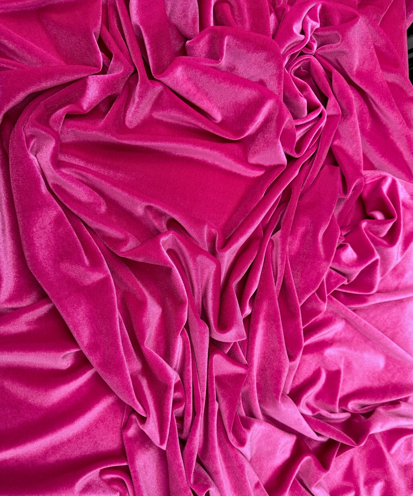 Hot Pink Stretch Velvet Fabric by the Yard, 58" Wide Plush Velvet 4-Way Stretch