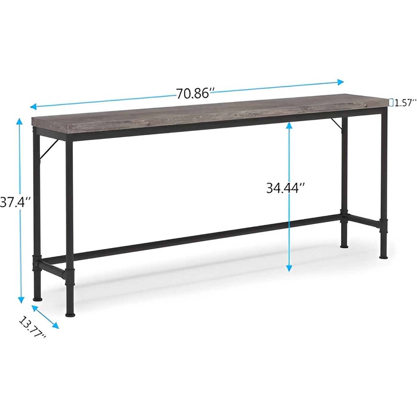 Extra Long Slim Console Table 70.9" Industrial Entryway and Sofa Table