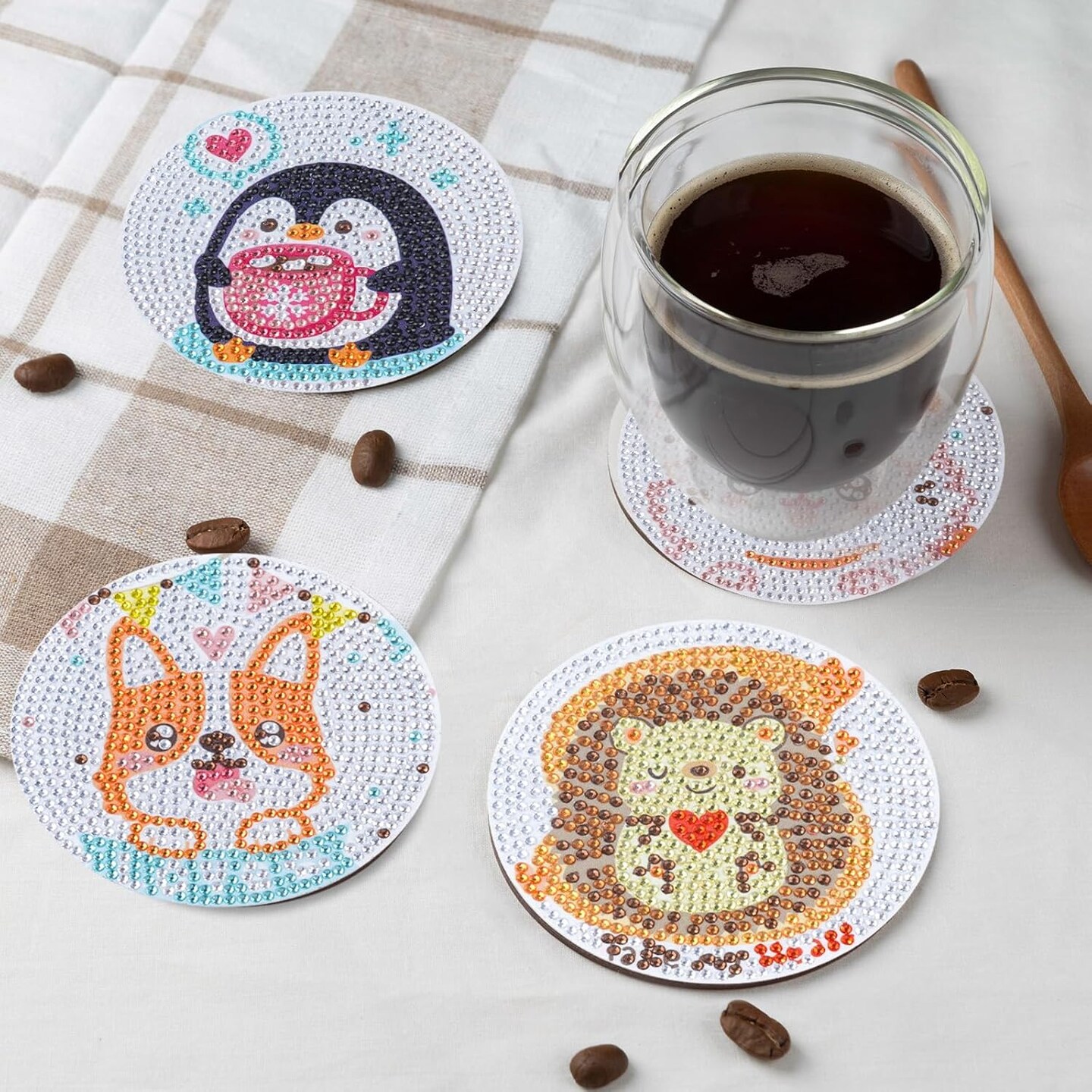 Diamond Art Kit for Kids 8 Pcs Easter Arts & Crafts Kits for Ages 6-12 Gifts for 9 10 11 Year Old Girls Diamond Art Coasters Painting Kits for Preteen