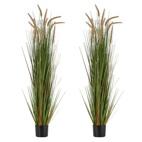 Green Horsetail Grass Plant 2 Pieces PVC Realistic Potted Indoor-Outdoor Decor