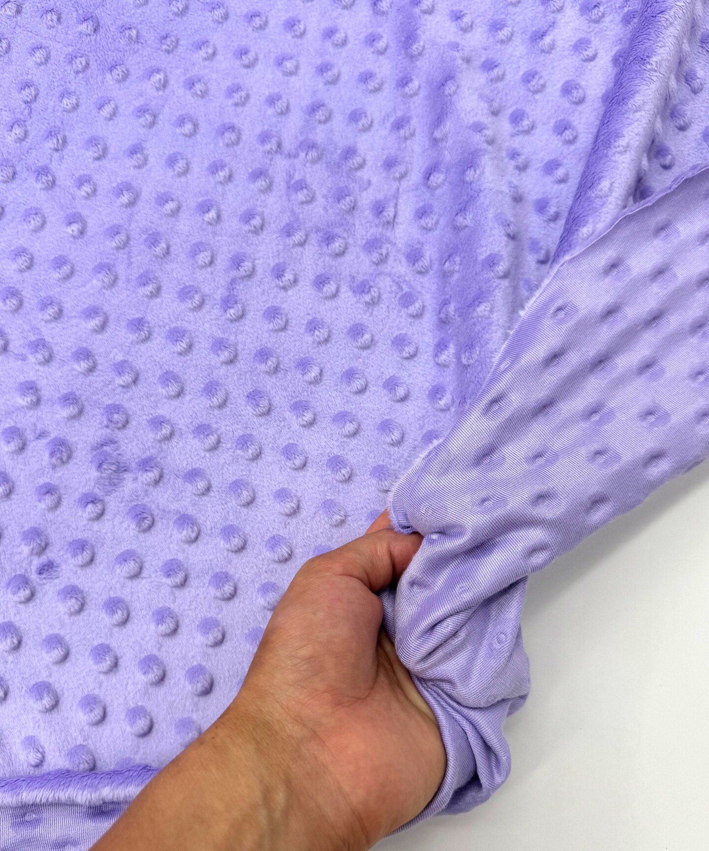 Lilac Minky Dot Fabric by the Yard, 60" Wide Ultra-Soft Plush Minky Fabric for Baby Blankets, Nursery Decor, Plush Toys & Sewing