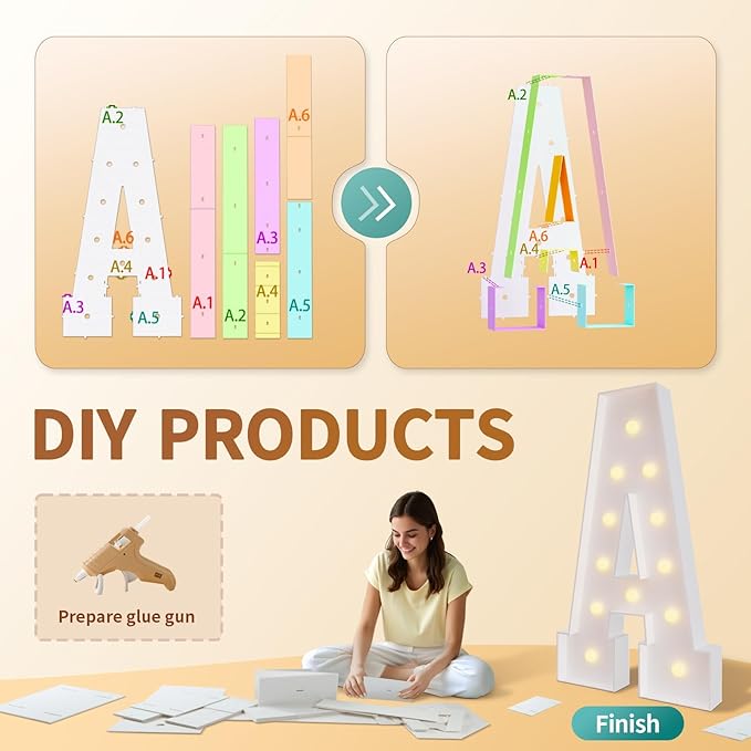 4FT Light Up Letters, Large Letters for Birthday Party Decor, Wedding Decorations, Arch Kit