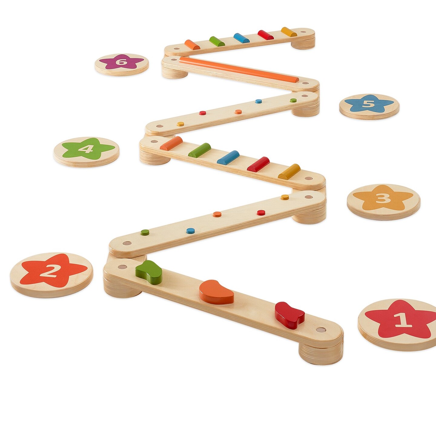 Kids Wooden Balance Beam Set 6 PCS, Stepping Stones Obstacle Course Toy