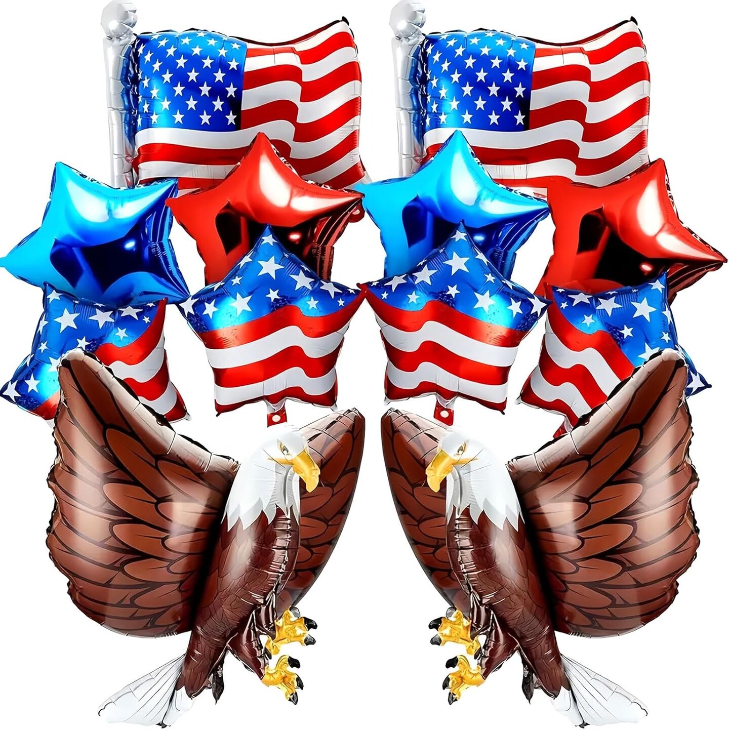 Latex Balloons 4th of July Patriotic Balloon Kit – USA Flag, Star & Eagle Foil Balloons, 12PCS for Independence Day, Parade, Party & Festival Decorations