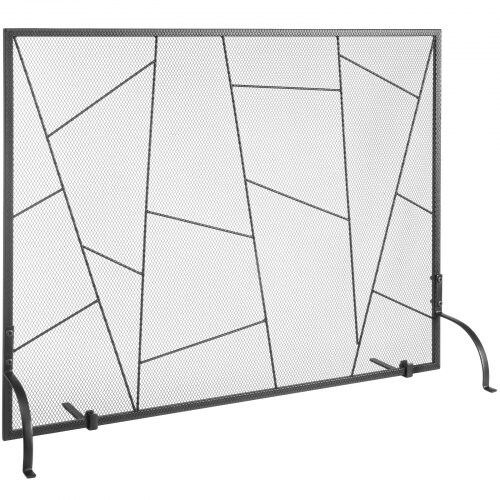 Iron Mesh Fireplace Screen 35.6 in Ember Guard Hearth Screen Black