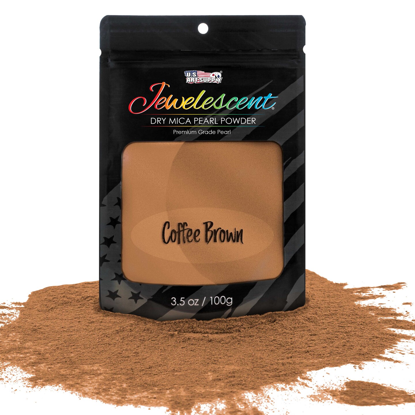 Jewelescent Mica Pearl Pigment Powder, Interference Coffee Brown 3.5 oz (100g) Pouch - Cosmetic Grade, Epoxy Resin Color Pigment, Mica Powder for Resin, Soap, Slime, Candle Dye, Art