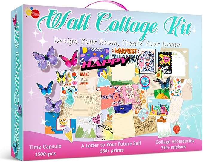 Light-Up Wall Collage Kit for Teen & Tween Girls 1000+ DIY Craft Pieces for Creative Illuminated Bedroom Art, Birthday and Room Decor Gift, Ages 11, 12,13, 14, 15, 16