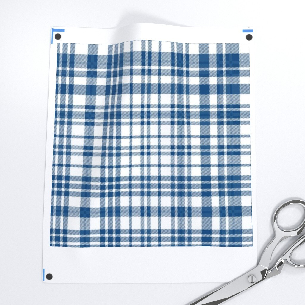Blue Plaid Classic Highland Scottish Tartan Scotland. Cottagecore English Country French Medium Scale Custom Printed Fabric by Spoonflower Various Fabrics by the Yard or Fat Quarter