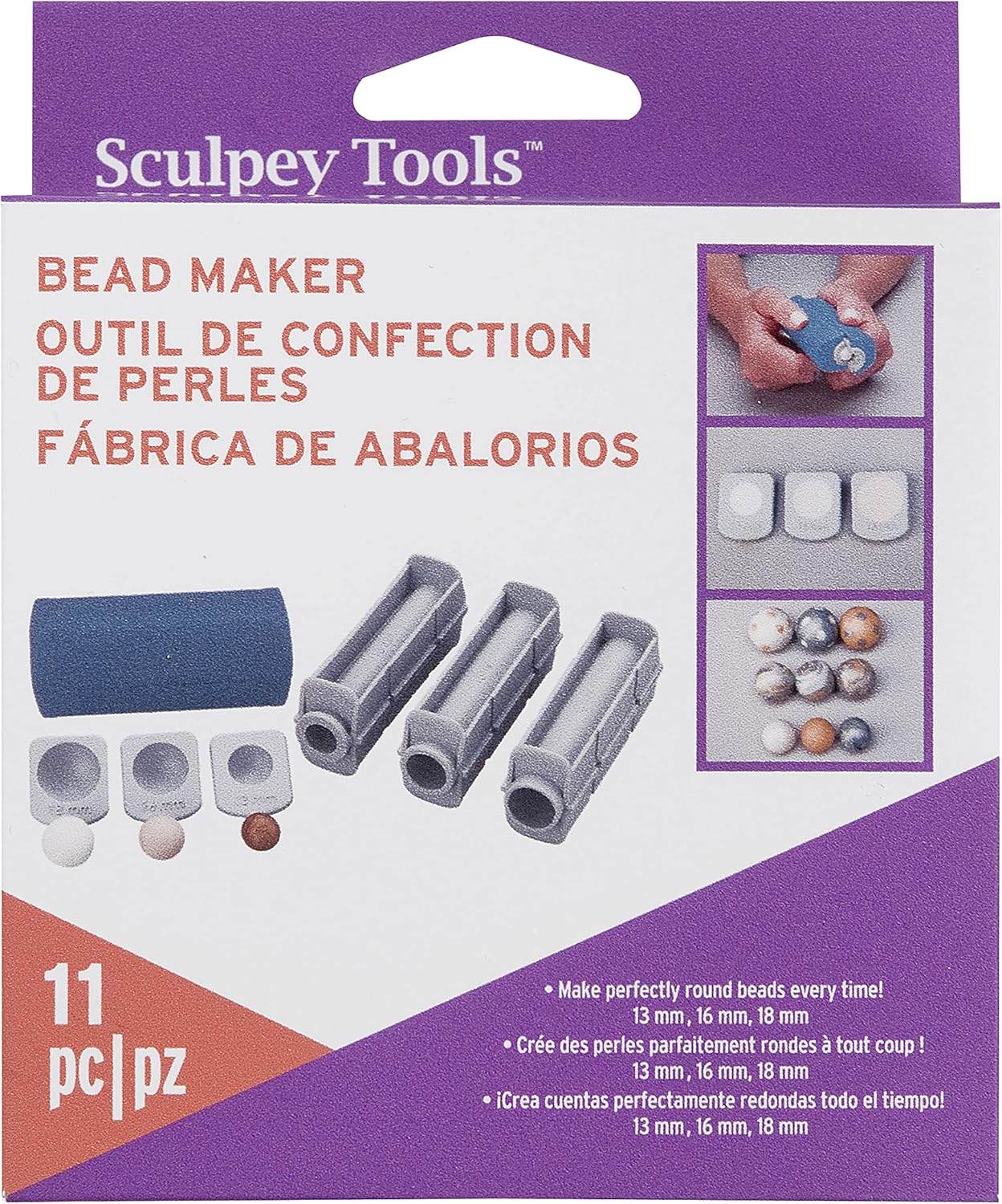 Polyform Sculpey Tools Round Bead Maker, 11 piece set, polymer oven-bake clay jewelry making tool, helps you make perfectly round beads in three sizes, great for all skill levels