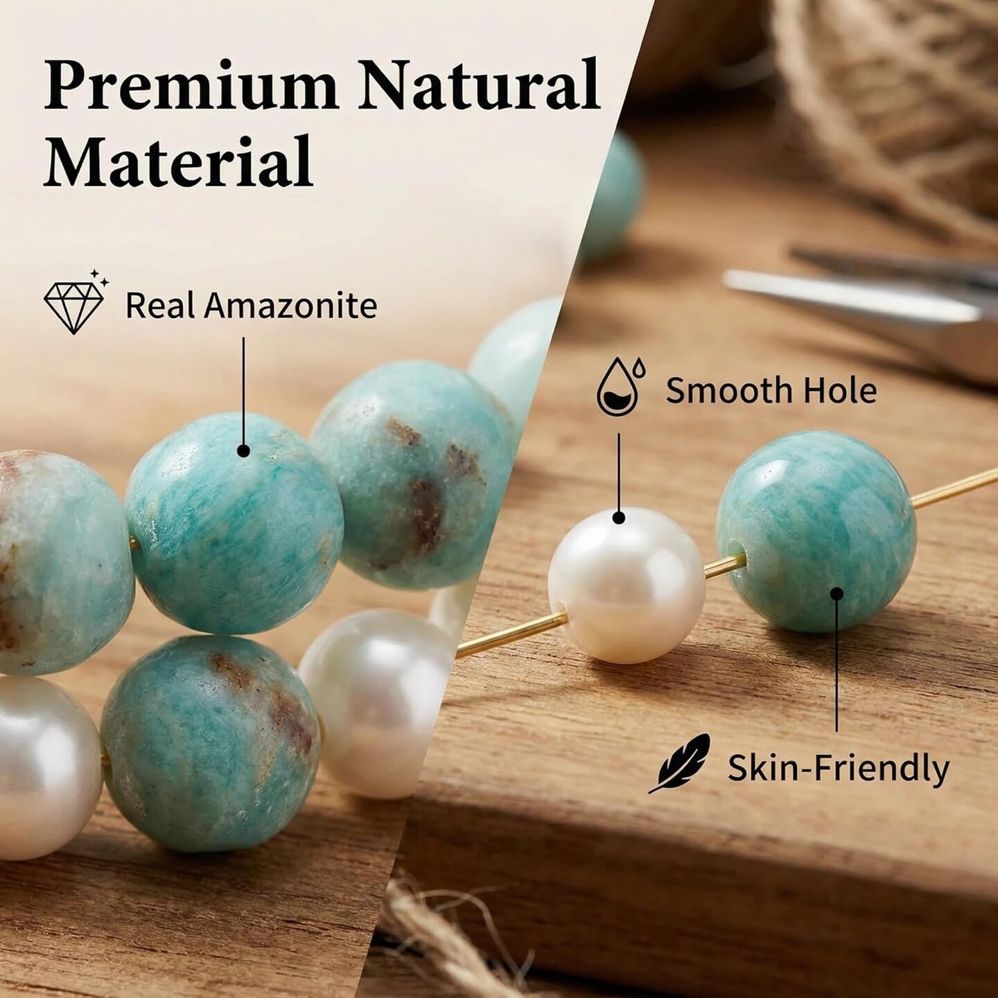 1920PCS Jewelry Making Kit with Natural Amazonite Stone Beads, Irregular Chips & Crystal Beads for Bracelets,Necklaces Earrings, Complete DIY Craft Set with Pliers & Gift Box