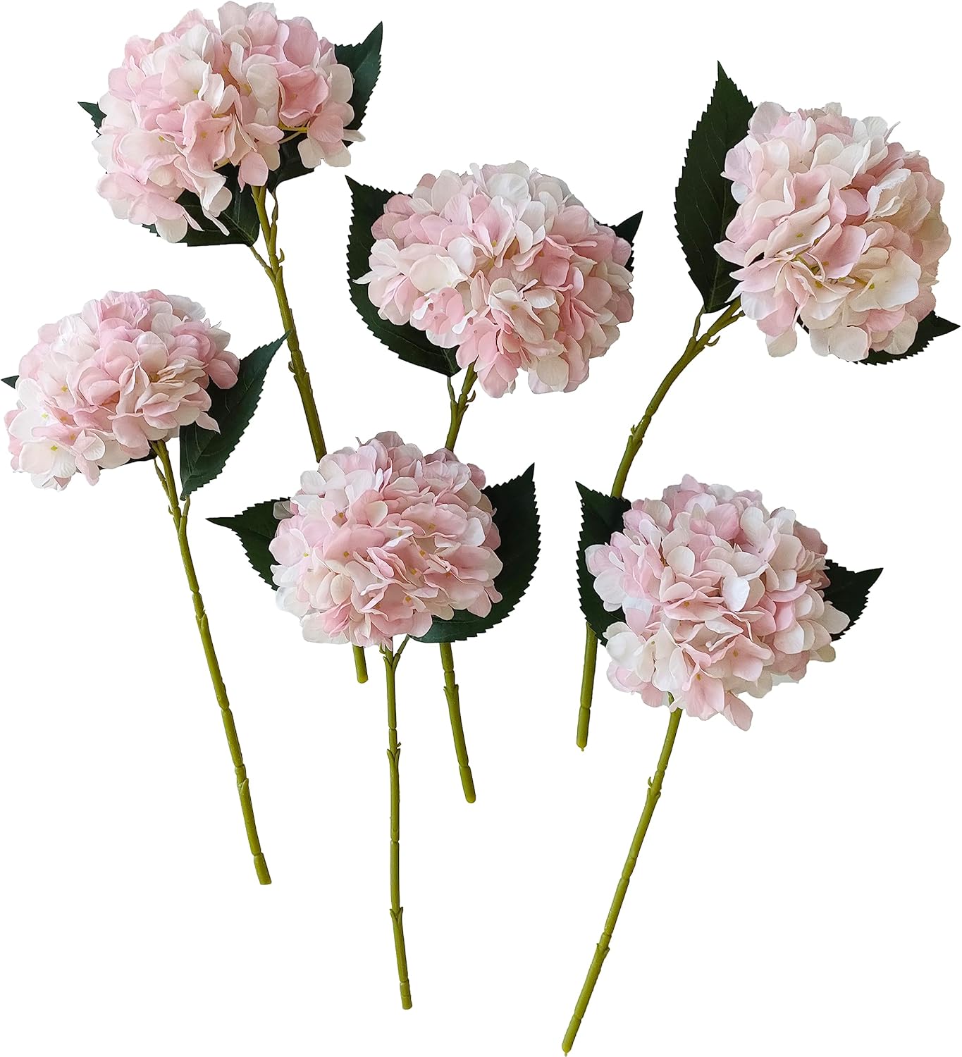 Spring Tabletop Decor – 6PCS Pink Artificial Hydrangea Flowers, Faux Silk Hydrangea Stems for DIY Bouquets, Wedding Centerpieces & Home Decor