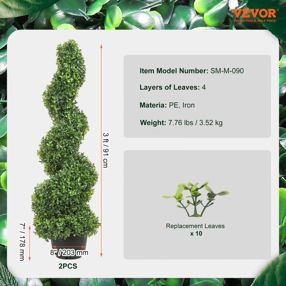 Artificial Boxwood Topiary Spiral Plant 91cm with Extra Leaves