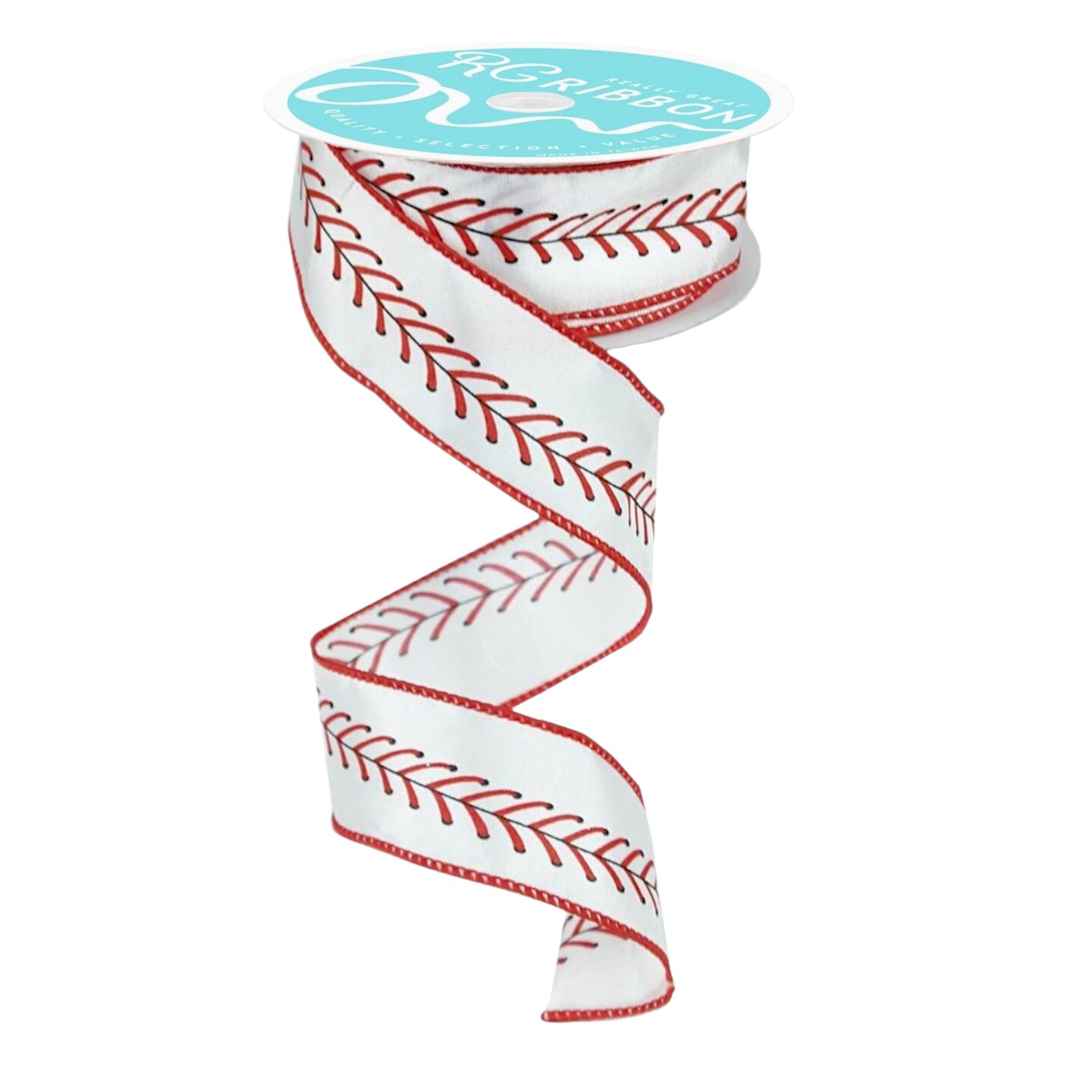 Baseball Wired Ribbon – 1.5 or 2.5 Inches Wide x 10 Yards Sports Ribbon for Wreaths, Bows & Team Spirit Décor by RG Ribbon