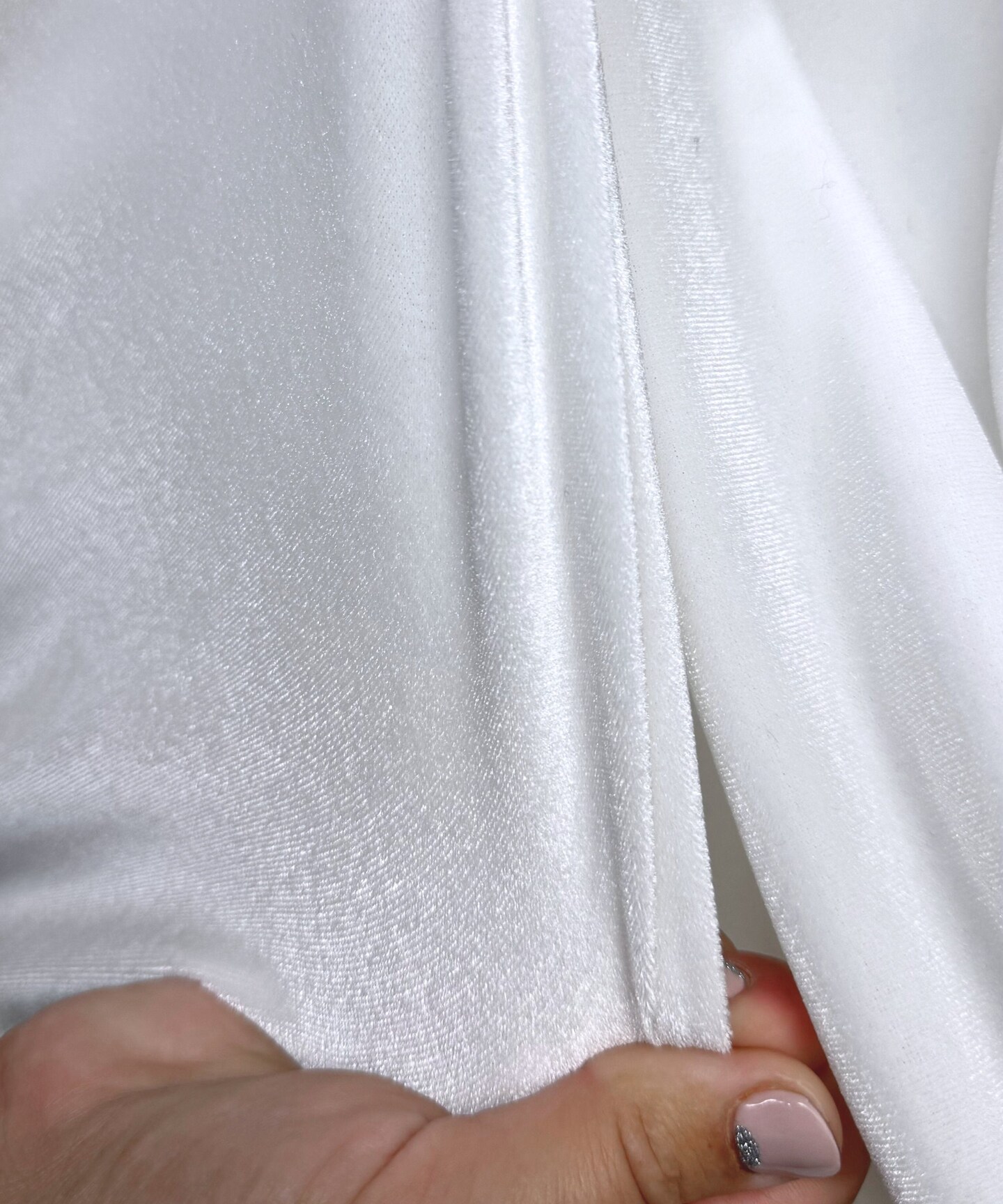 Princess White Stretch Velvet Fabric by the Yard, 58" Wide Plush Velvet 4-Way Stretch